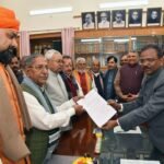 Chief Minister Shri Nitish Kumar, Bihar, participated in the nomination for the position of Speaker of the Legislative Assembly. BJP MLA Shri Nandkishor Yadav submitted his nomination papers for the position of Speaker of the Bihar Legislative Assembly. Location - Secretariat, Bihar Legislative Assembly, Patna. Date - 13.02.2024.